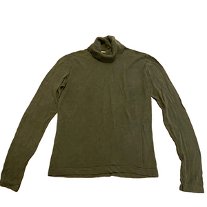 Paul Stuart Rare Vintage 100% Silk Green Slim Fit Turtleneck Lightweight Sweater